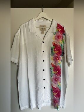 NWT St. John's Bay Hawaiian Aloha Shirt Floral Print XXL 100% Rayon